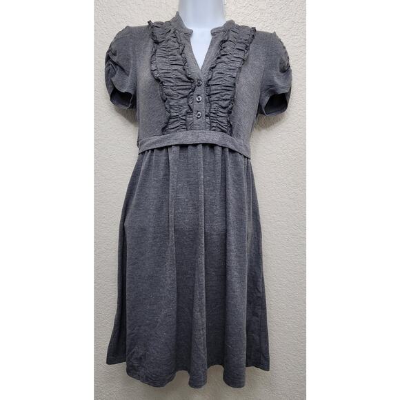 Speechless Gray Heathered Ruffled Pleated Bodice Mini Dress Small Lightweight - Picture 1 of 6
